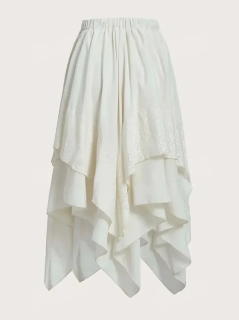 2026 Dark Gothic Punk Spicy Girl Lace Splicing Handkerchief Bottom Skirt