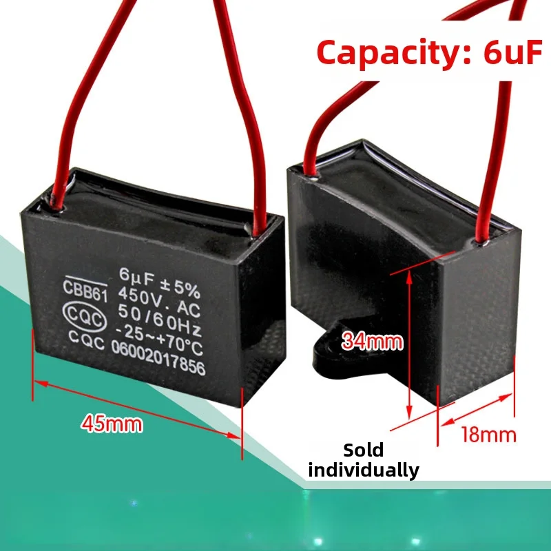 Efficient Electronic Motor Component Capacitor AC Motor Capacitor Black CBB61 Capacitor High Voltage Rating For Fan Motors