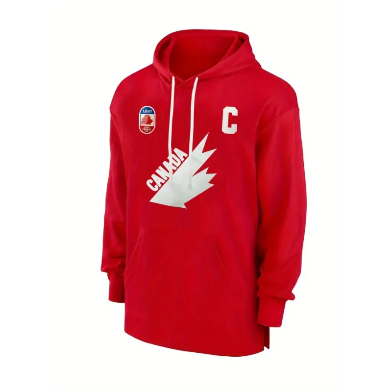 남성 캐나다인 # 99 자수 후드티 루즈핏, 캥거루 포켓이 있는 편안한 풀오버 캐주얼웨어 후드티 빈티지 후드티