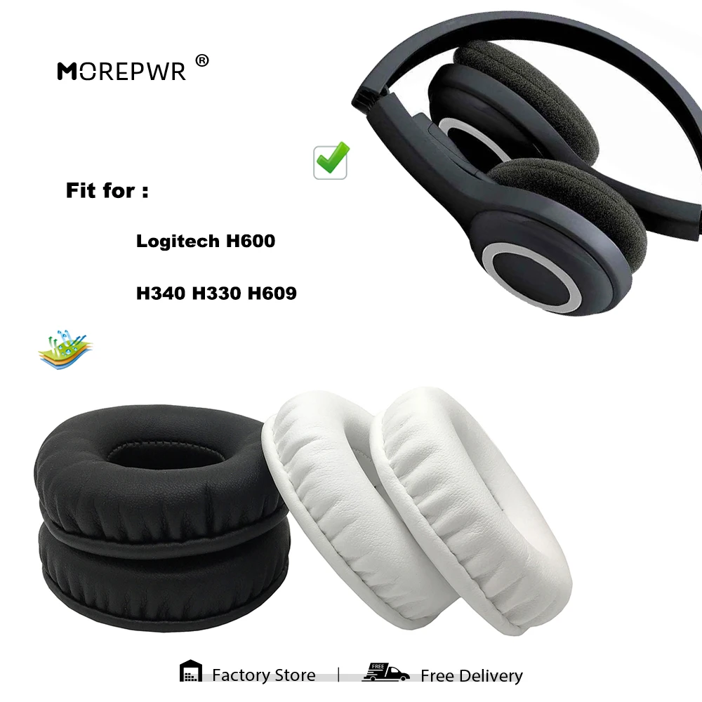 Morepwr, новое обновление, сменные амбушюры для Logitech H600 H340 H330 H609, детали гарнитуры, кожаная подушка, бархатный чехол для наушников