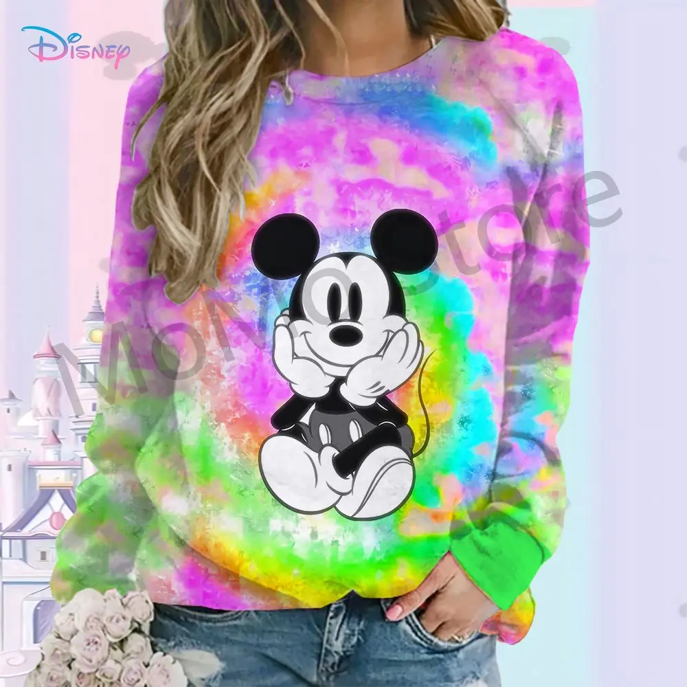 Long Sleeve Sweatshirts Disney Mickey Mouse O Neck Y2k Clothes Pullovers Autumn Women Clothing 3D Print Leisure Winter S-3XL New