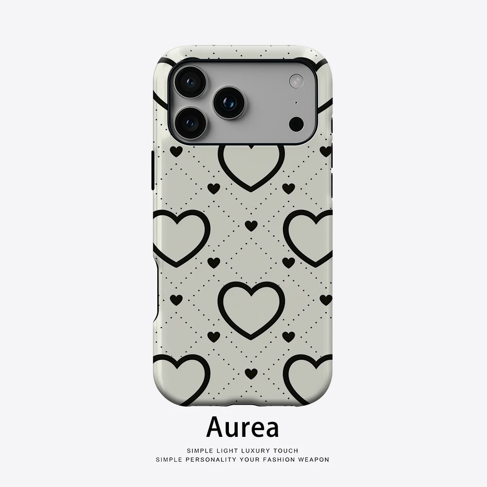Aurea Case Matte Bumper für MagSafe Hülle für iPhone 18 17 16 15 14 Plus 13 Pro Max Stoßfeste Harte PC Minimalistische Herzgitter-Schutzhülle