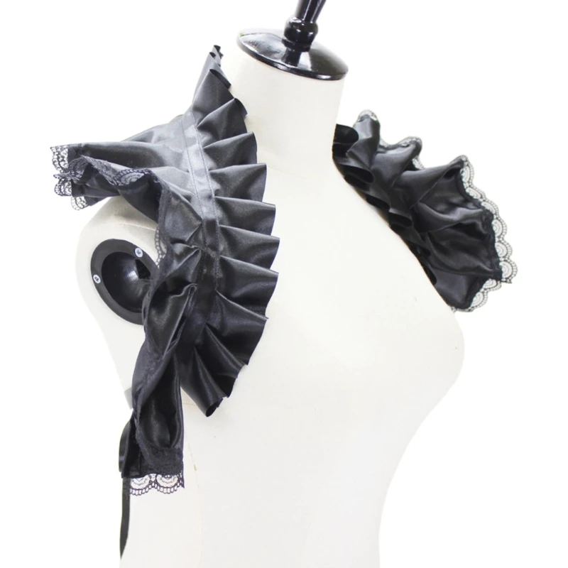 ผู้หญิง Victorian Ruffled ปลอมคอ Lace-Up ริบบิ้น Gothic Vintage Shrug Shawl Dropshipping