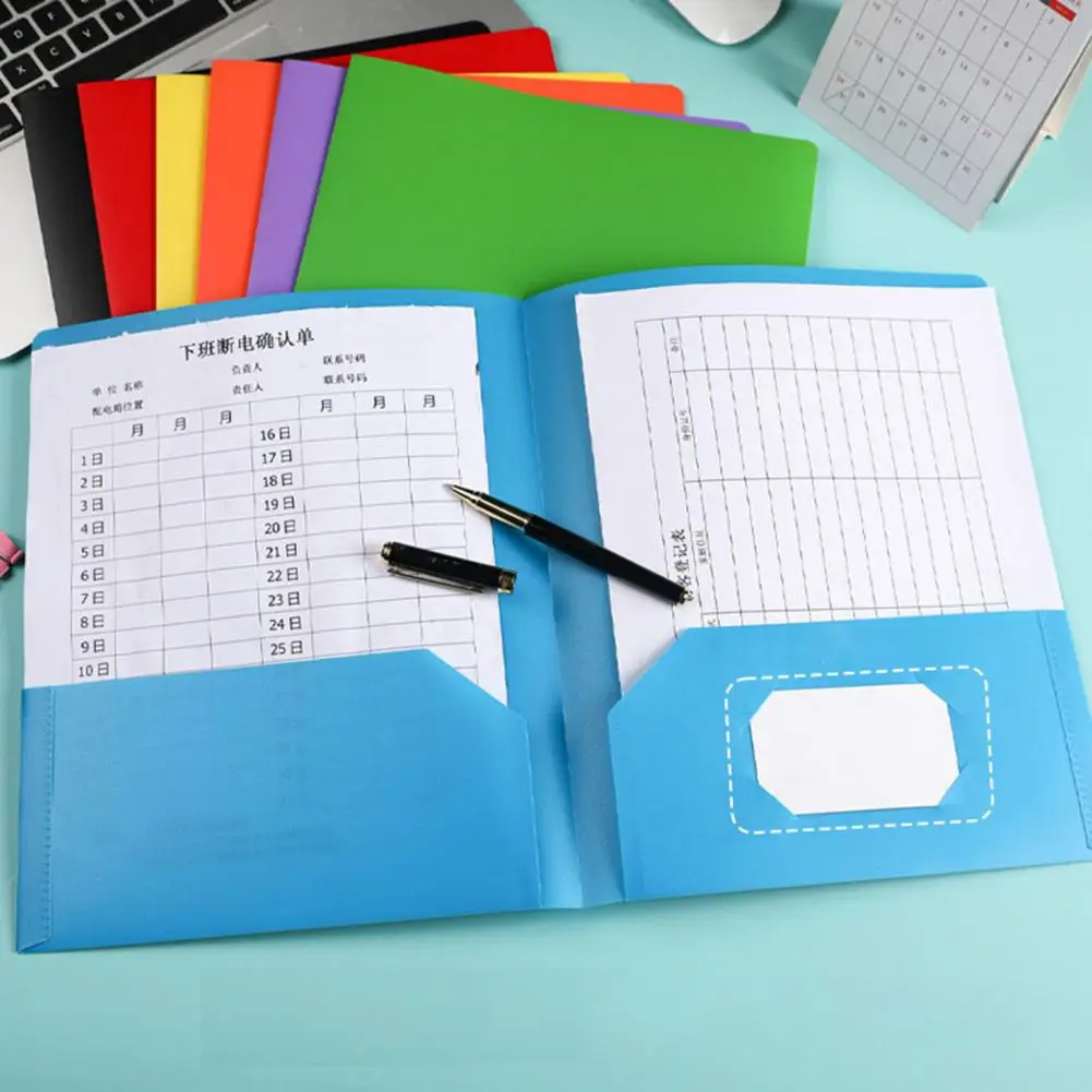 Carpeta de plástico con 2 bolsillos para tarjetas de visita, organizador de papel para examen escolar, tamaño de carta, suministros para estudiantes