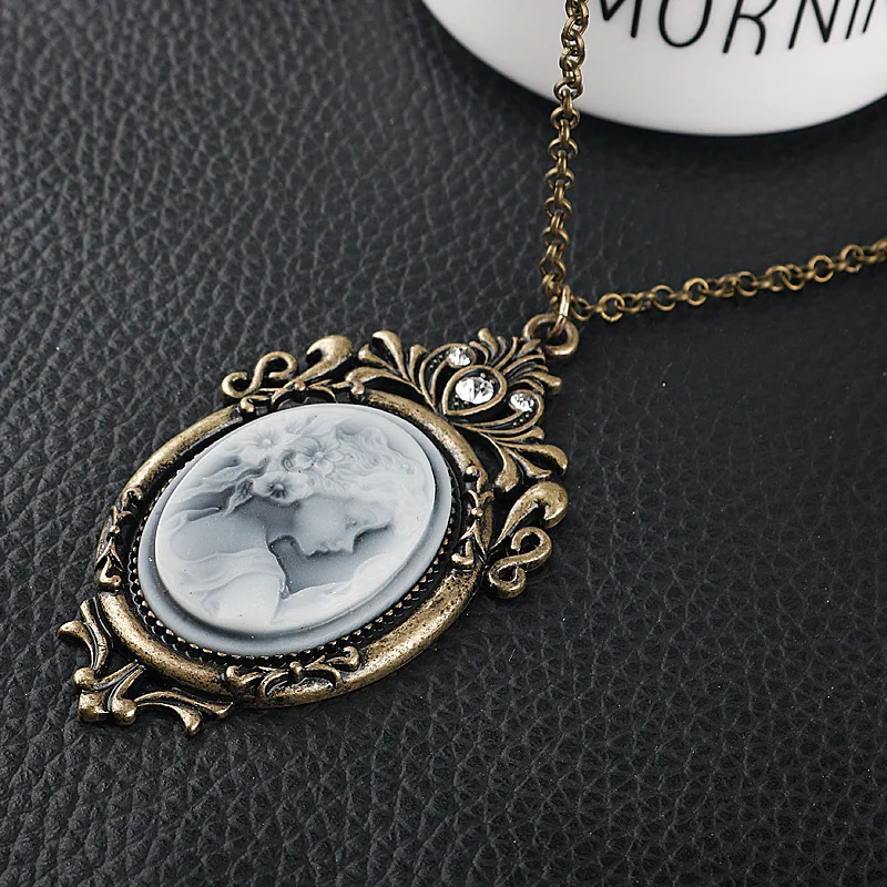 Strass de cristal vitoriano cameo broches vintage para mulheres camafeu da rainha beleza cabeça broche pino roupas accessor