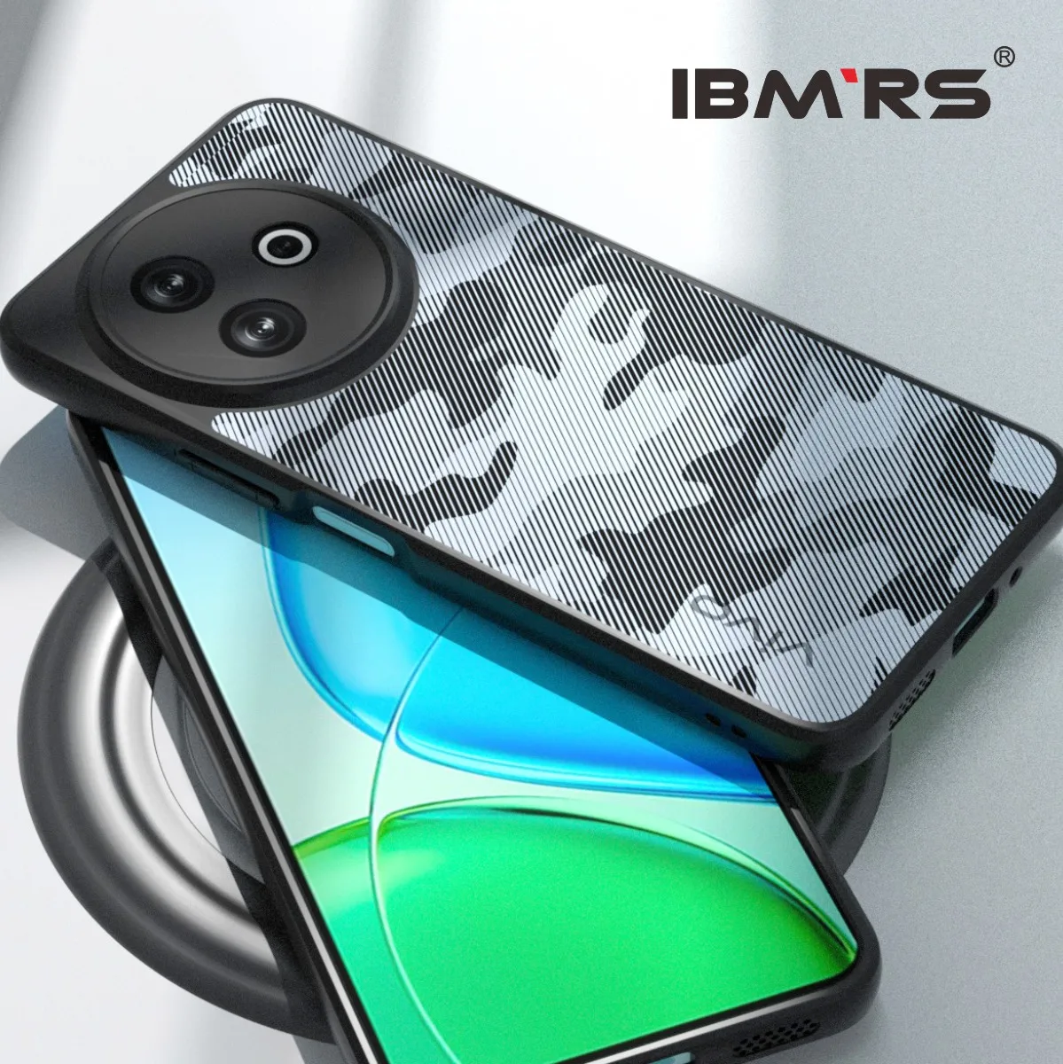 جراب هاتف vivo Y39/Y300i 5G IBMRS Camo Design مقاوم للصدمات ومضاد للخدش غطاء من البولي يوريثان الحراري الناعم