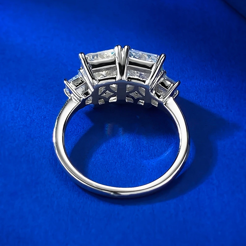 Bague en pierre précieuse saphir coupe radiante pour femme, argent regardé 925, bijoux de fiançailles, papeterie de laboratoire, vente en gros, 6x8mm