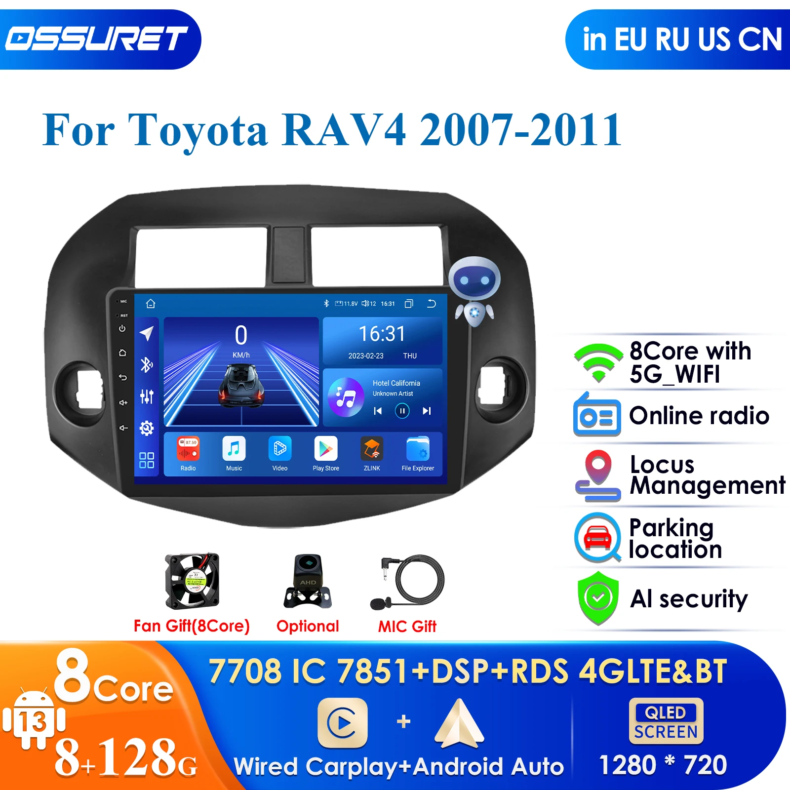 

10.1" Android 12 Car Radio for Toyota RAV4 Rav 4 2007-2011 Multimedia Video Player 2Din DSP Navigation GPS 4G Net WIFI Stereo BT