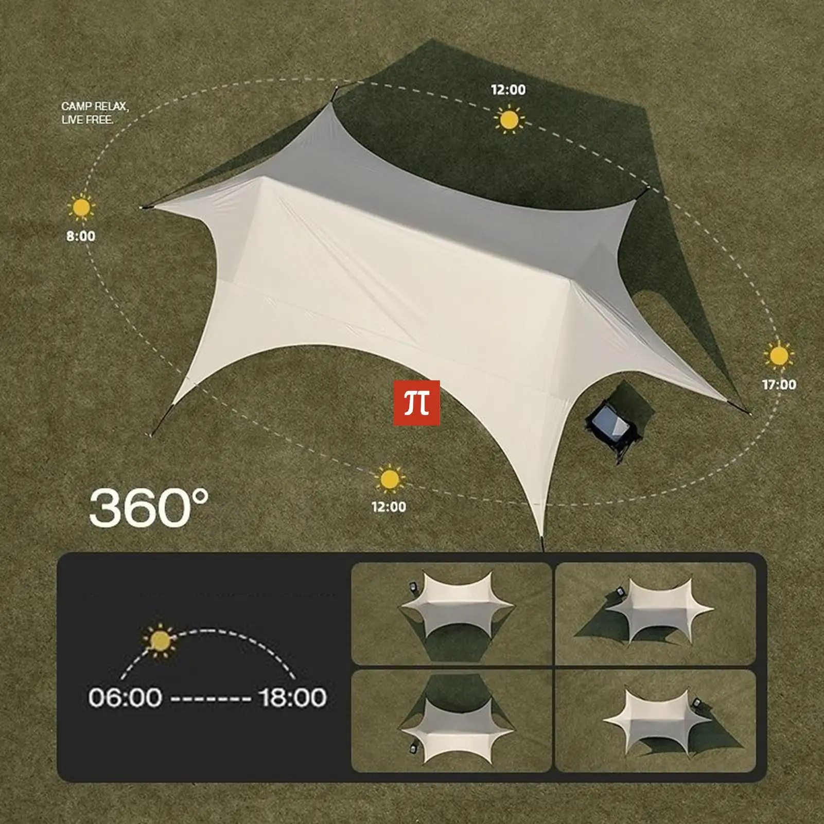 Camping Gazebo Hexagonal Rainproof Sun Shelter Foldable Quick-opening Windproof Butterfly Picnic Outdoor Shade Tent