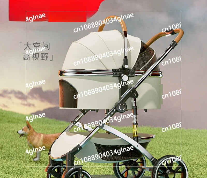 Medium and Large Pet Cart Aluminum Alloy Dog Push Dog PU Wheel Out Driving Bag Separation and Folding