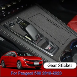 For Peugeot 508 2019 2020 2021 2022 2023 Car Gear Panel Sticker Gear Box Protective Film Carbon Fiber Black Car Interior Sticker