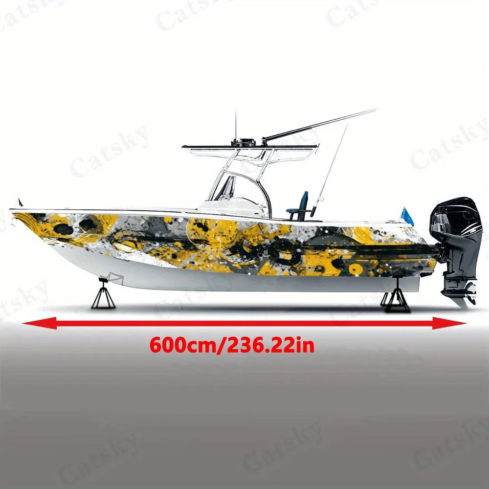 Yellow and Black Dots Brush Texture Industrial Boat Sticker Vinyl Ship Pontoon Deck Boat Fishing Decorative Pontoon Boats Decal