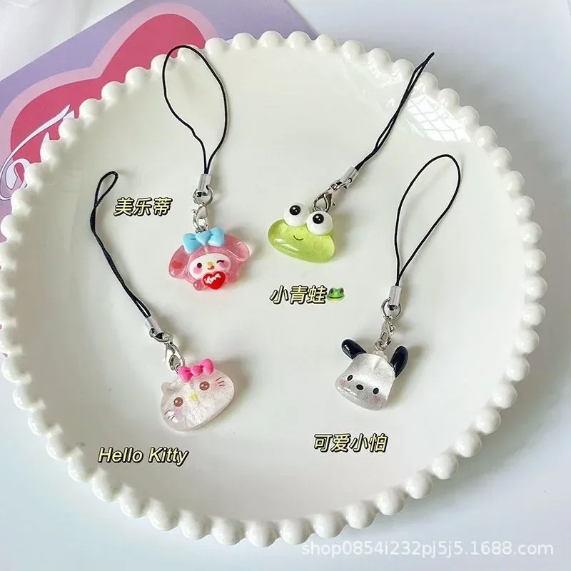 New Cinnamoroll Kuromi Sanrio Accessories KeyChain Anime HelloKitty Transparent Thin Flash Cute Pendant Girl Heart Birthday Gift