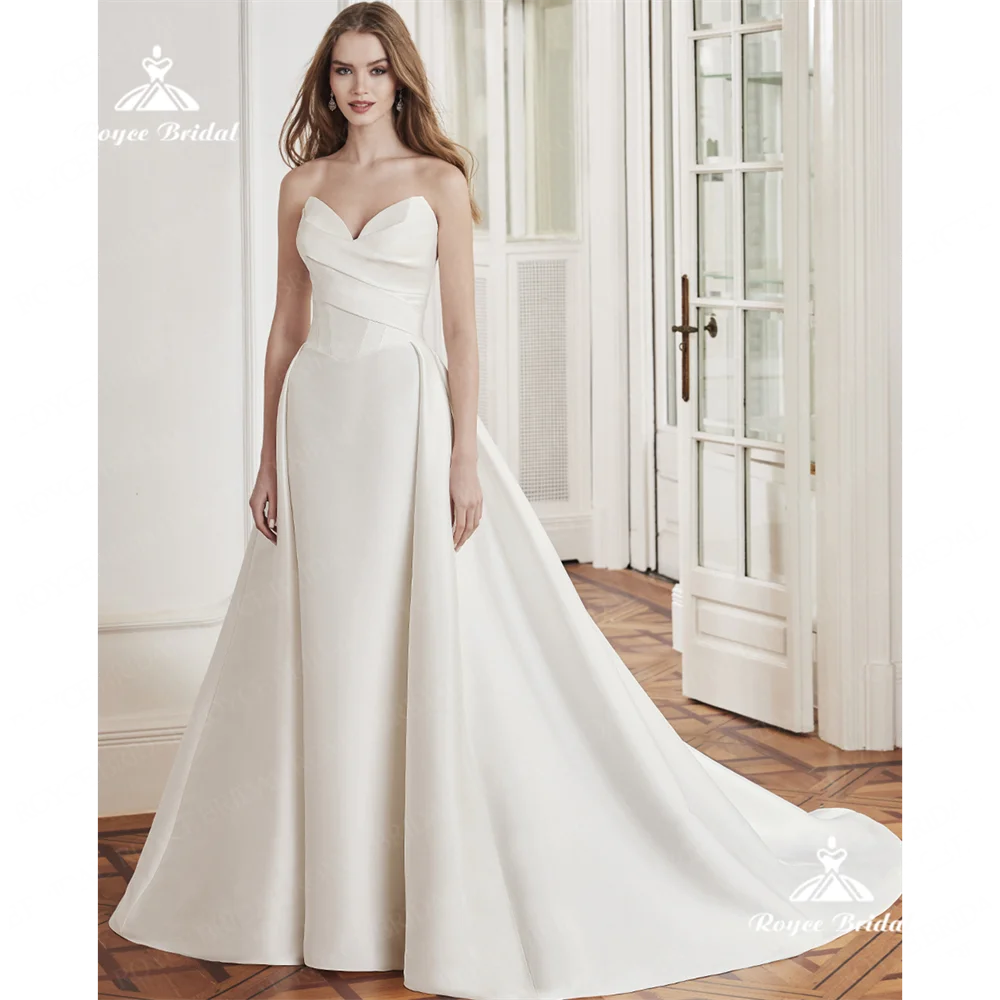 Roycebridal träger los eine Linie Brautkleid 2025 Satin Gericht Zug Brautkleid vestidos de noviarobe de mariéevestidos de boda p