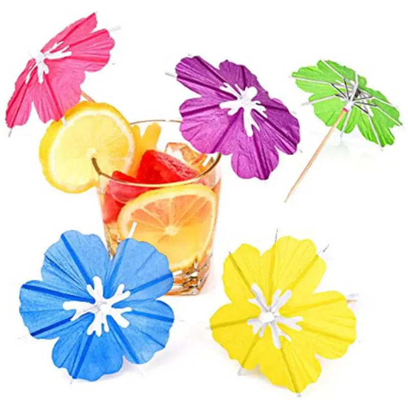 Drink Umbrella Toothpicks Multipurpose Paper Umbrella Toothpicks 10PCS Portable Hawaiian Party Decorations Luau Parasols