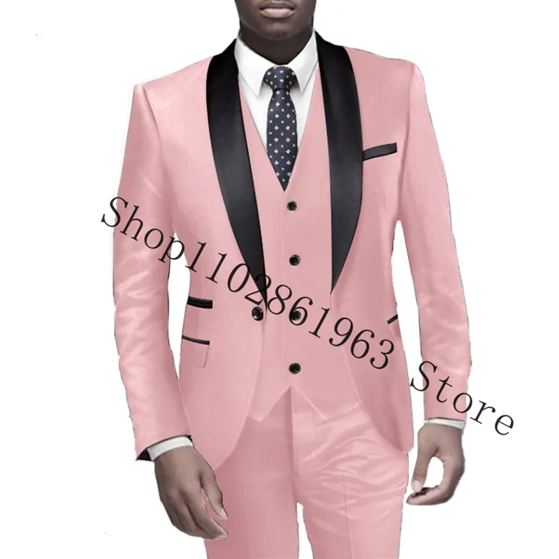 Smoking masculino elegante de baile, roupa formal do noivo, colete blazer e calças, trajes de casamento, 3 peças