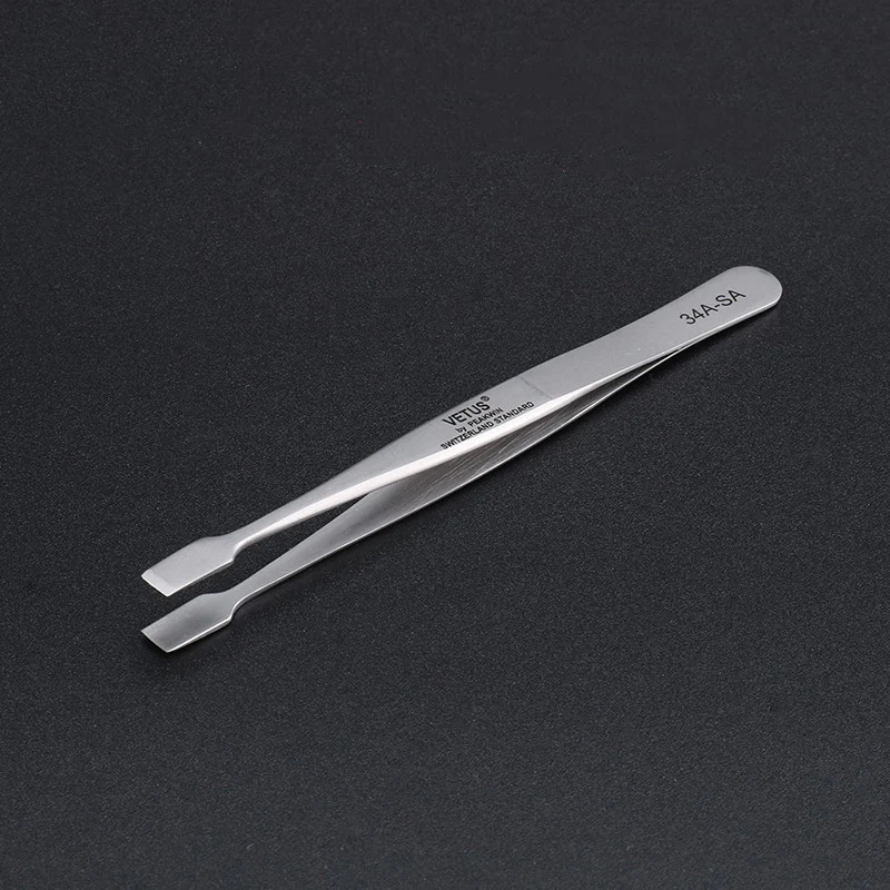 Flat Wide Tweezers for Laboratory Medical Clamping Stamp Electronic Industry Tools VETUS 34A-SA