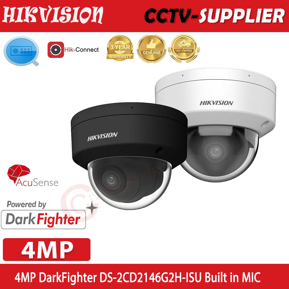 Hikvision DarkFighter DS-2CD2146G2H-ISU 4MP AcuSense Vandal Proof Dome IR Low Light Network IP Camera Built in MIC IP67 IK10