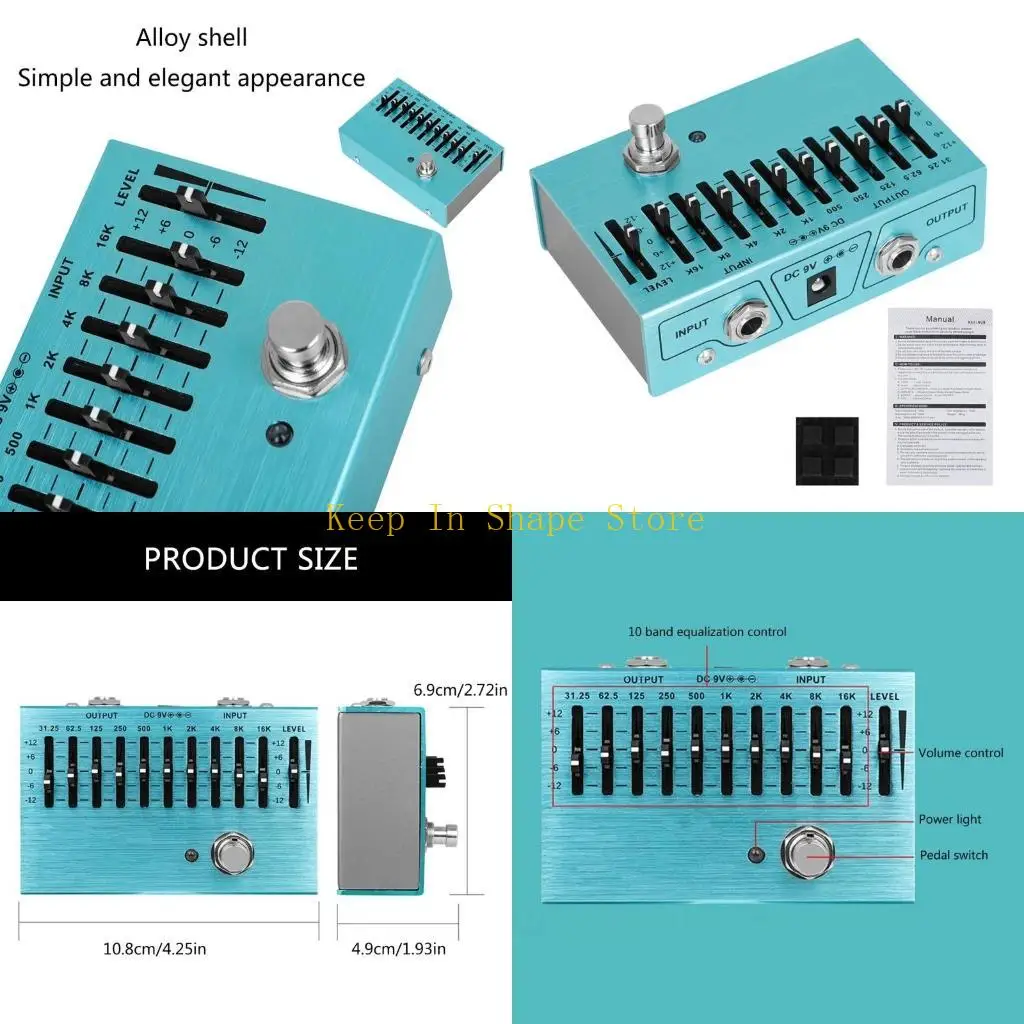 

U1JC гитарный эффектор для одного предмета, 10-полосный эквалайзер, гитарная педаль эффектов, педаль эффектов эквалайзера, для