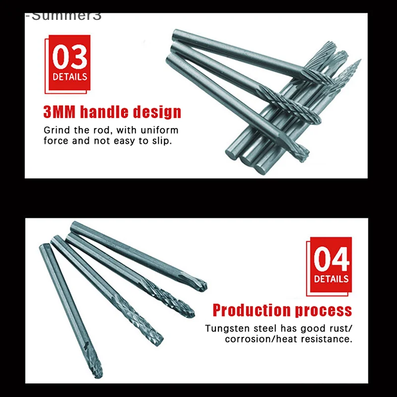 (YY) 1 pièce fichier rotatif en carbure de tungstène foret rotatif en alliage dur tige de 3mm coupe-gravure tête de meulage pour le métal et le plastique