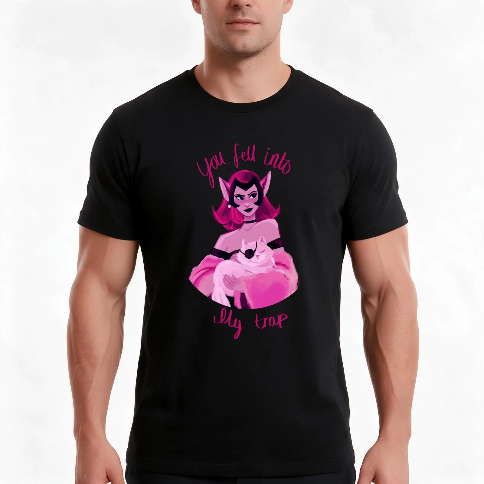 Femme Fatale T-Shirt, Summer Casual Cotton Tee, Oversized Streetwear Tops, Vintage Graphic Print, Loose Fit Short Sleeve