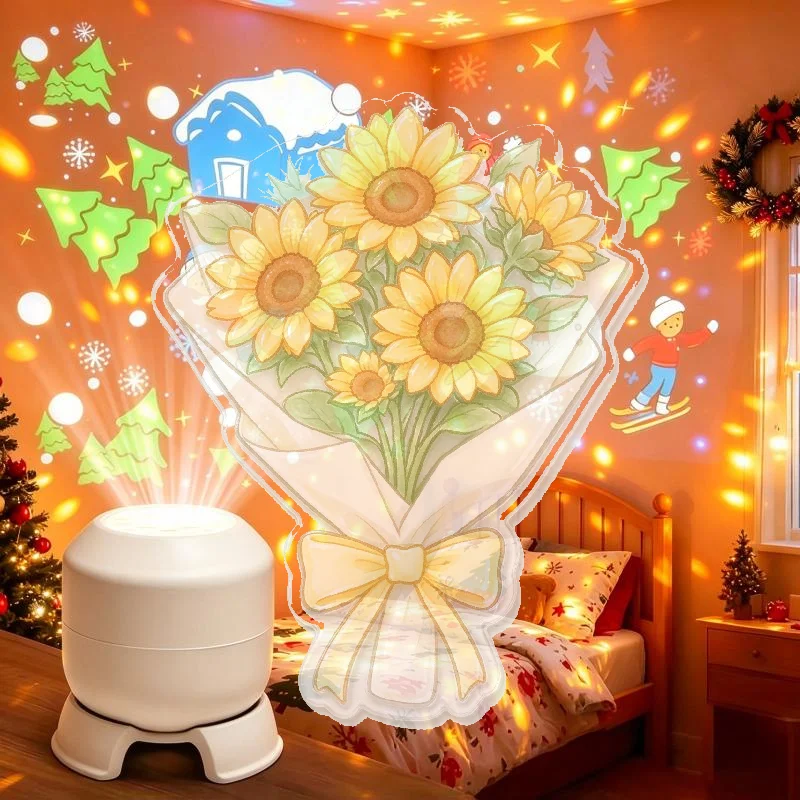 Rotating Snowflake LED Projector Portable Colorful Projection Lamp for Travel Christmas Party Event Decor