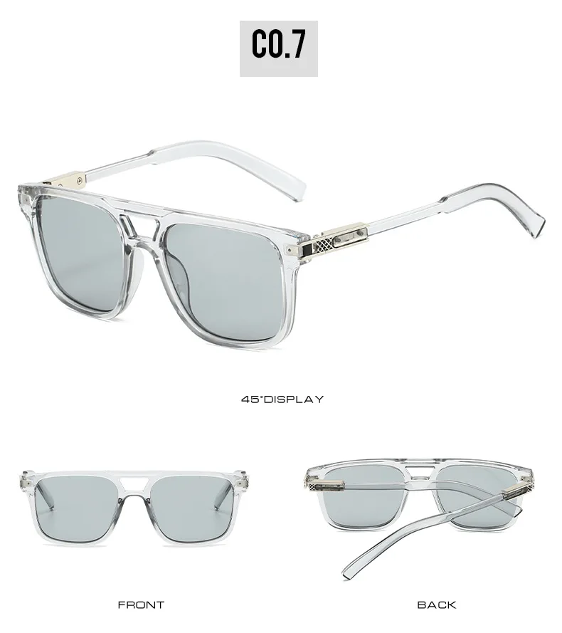2025 neue Doppelstrahl-Quadrat-Sonnenbrille, Markendesigner, Gitter, Mode, Fahren, Reisen, Urlaub, Sonnenschutz, Brille, Oculos – Detail 13