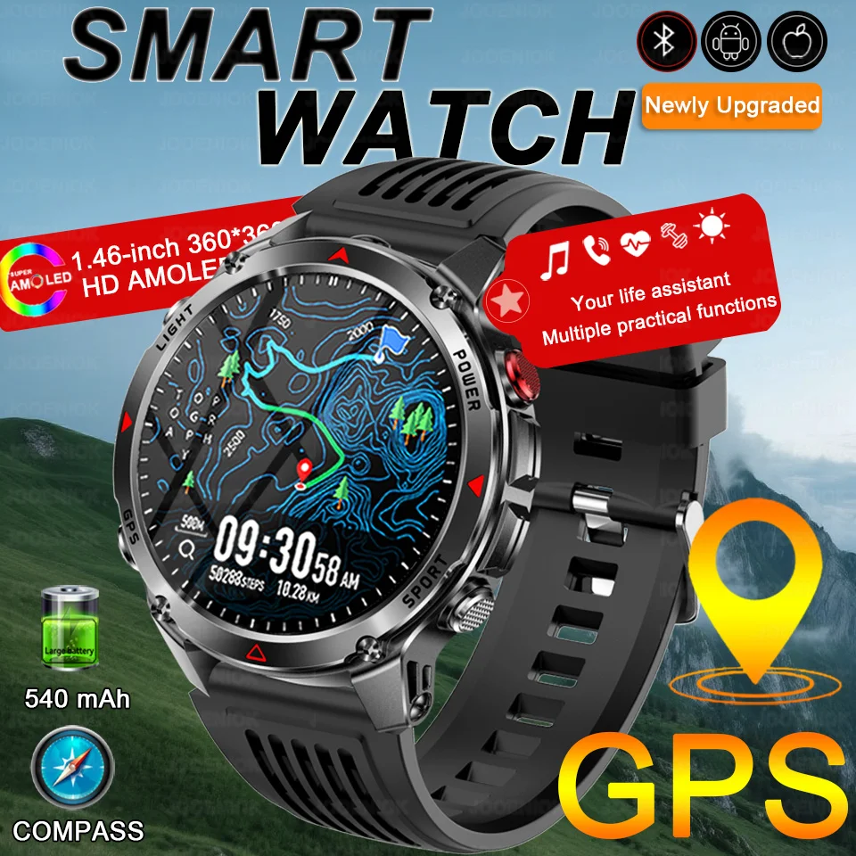 

Новинка 2023 года для Huawei, профессиональные GPS спортивные умные часы для мужчин, 1,46 дюйма, AMOLED-экран, 3 атм, компас, фитнес-трекер, военные умные часы