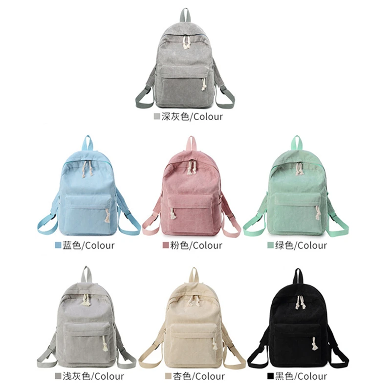 Style Soft Fabric Backpack Female Corduroy Design School Backpack For Teenage Girls Striped Backpack Women