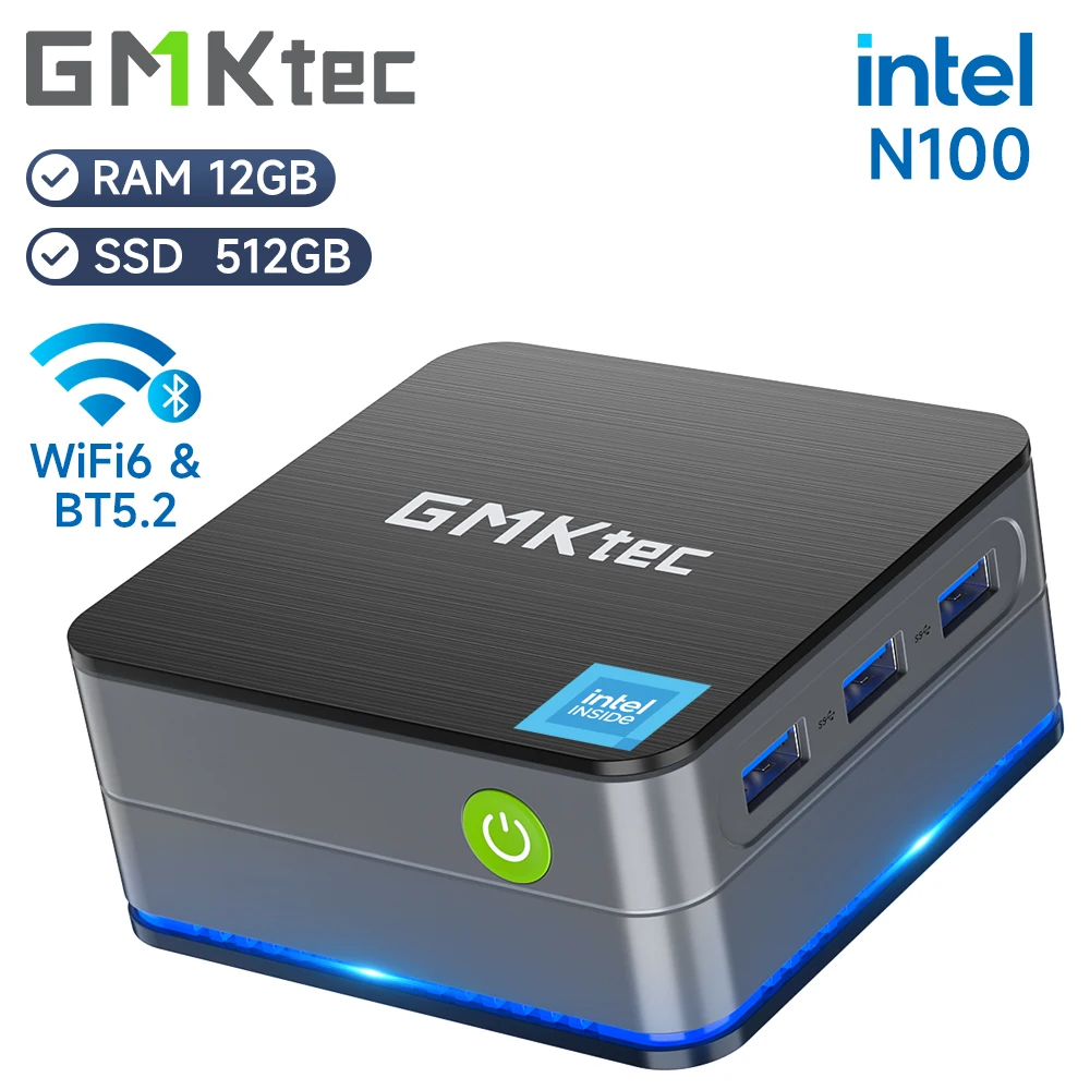 كمبيوتر GMKtec G2 Mini Windows 11 Pro Intel 12th Gen Alder Lake N100 Mini PC DDR5 12GB RAM 512GB ROM WiFi 6 BT5.2 كمبيوتر مكتبي