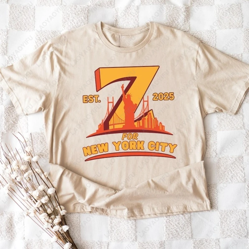 Zohran ل NYC تي شيرت الديمقراطيين Mamdani 2025 تيز العصرية شخصية القطن التي شيرت الرجال امرأة خمر بلايز عادية قصيرة الأكمام