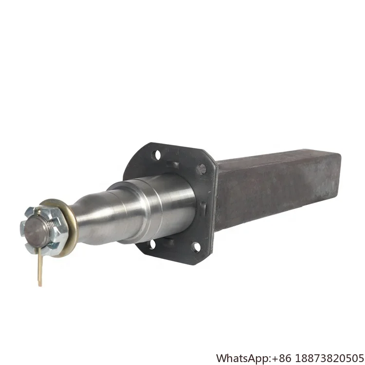 Square solid steel trailer axle beam and trailer spindle