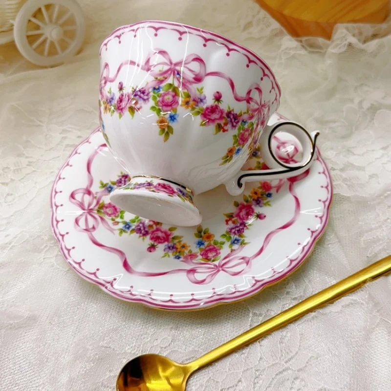 Prince Regent Retro Tea Pot, Tea Cup Saucer Set, Rose Bow Coffee Pot, Coffee Cup Set, Coffeeware for Home Kitchen