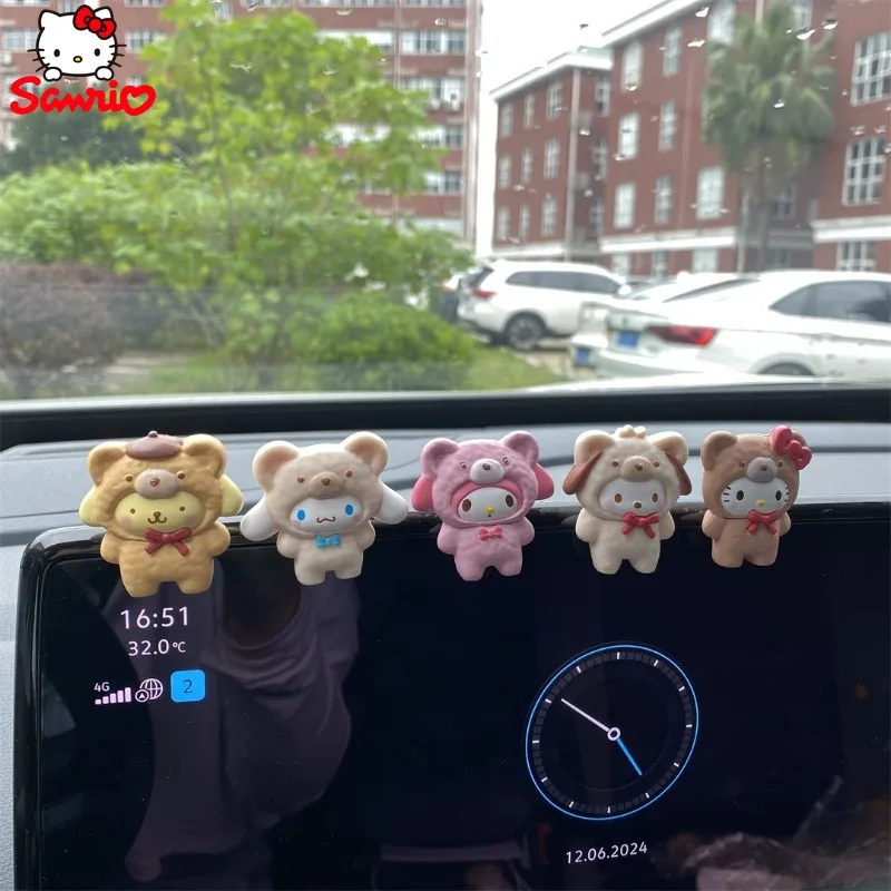 

Новый милый автомобиль с животными Sanrio, украшения для центрального экрана управления, центральная консоль автомобиля, зеркало заднего вида, украшение интерьера
