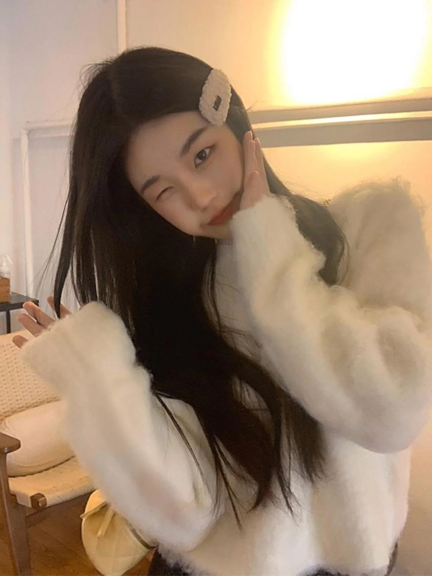 

Loose Long Sve round Ne Knitted Sweater Women's Chic Winter New Sle Korean Sle Dra Design Soft And Comfortable