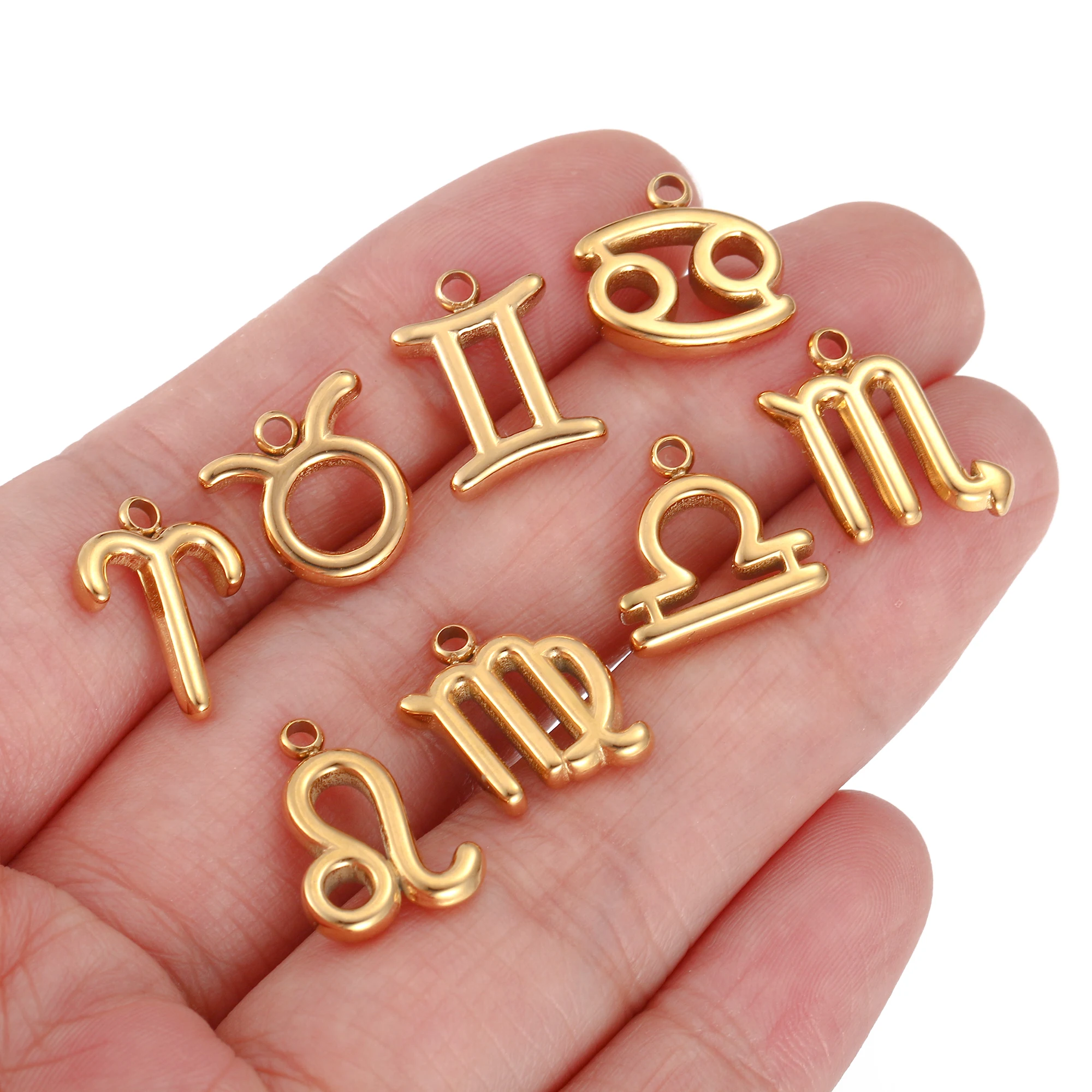 3Pcs Zodiac Sign Charm Stainless Steel Twelve Constellation Aries/Taurus/Leo/Cancer Pendant DIY Necklace Bracelet Jewelry Making
