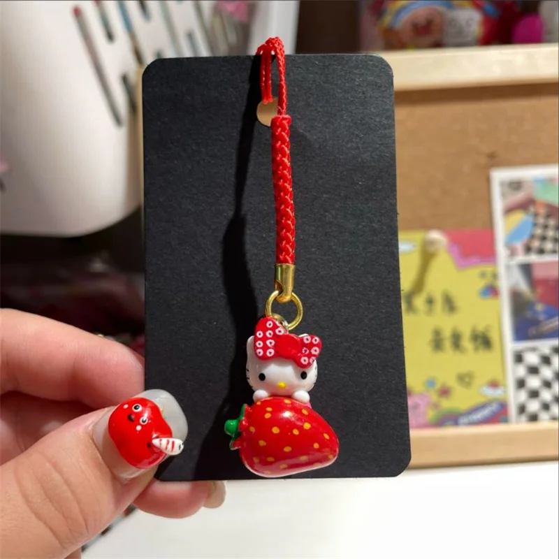 สายคล้องโทรศัพท์มินิโซ ลายคาวาอี้ ซานริโอ เฮลโล คิตตี้ สายคล้องข้อมือ พวงกุญแจสำหรับสาวๆ สายคล้องหูฟัง ของตกแต่ง