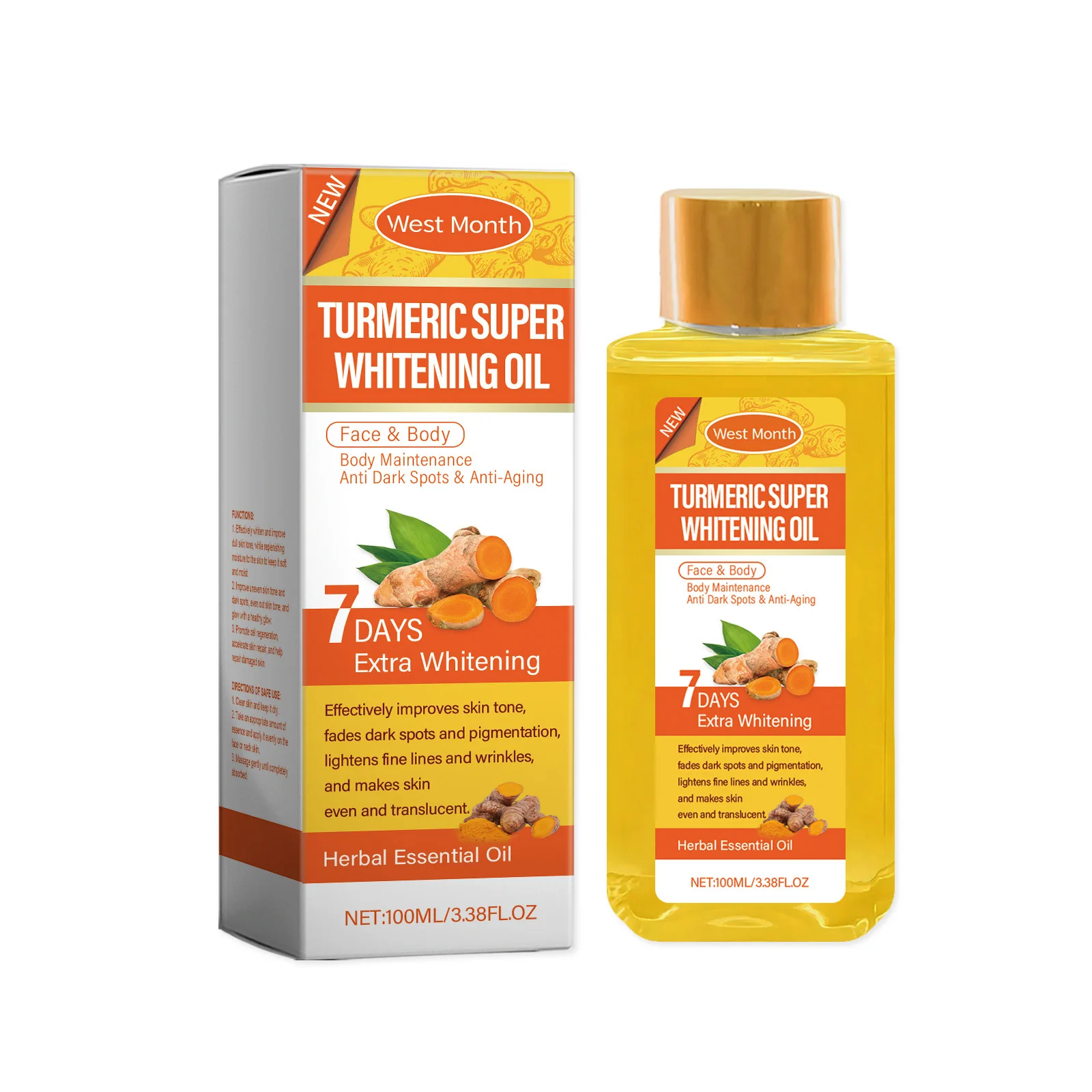 

Turmeric Brightening Body Oil 100ml - Daily Moisturizer for Soft, Smooth & Glowing Skin, All Skin Types, Nourishing Formula