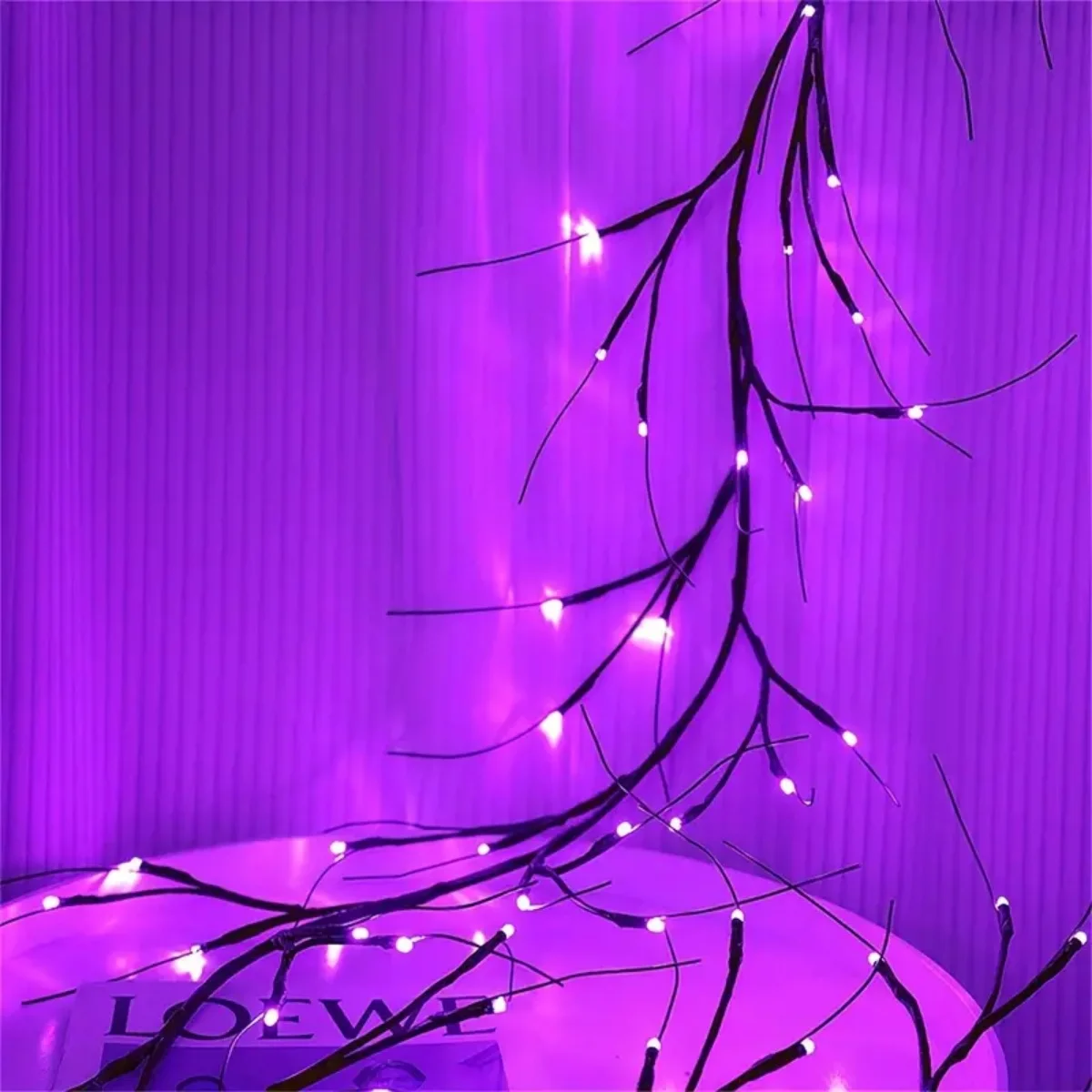 Atmosfera de Halloween Roxo Rattan Lights, DIY Ramos, Guirlanda, Exterior, Interior, Impermeável, Paredes Luzes, Alimentado por Bateria, 54 LEDs, 1Pc