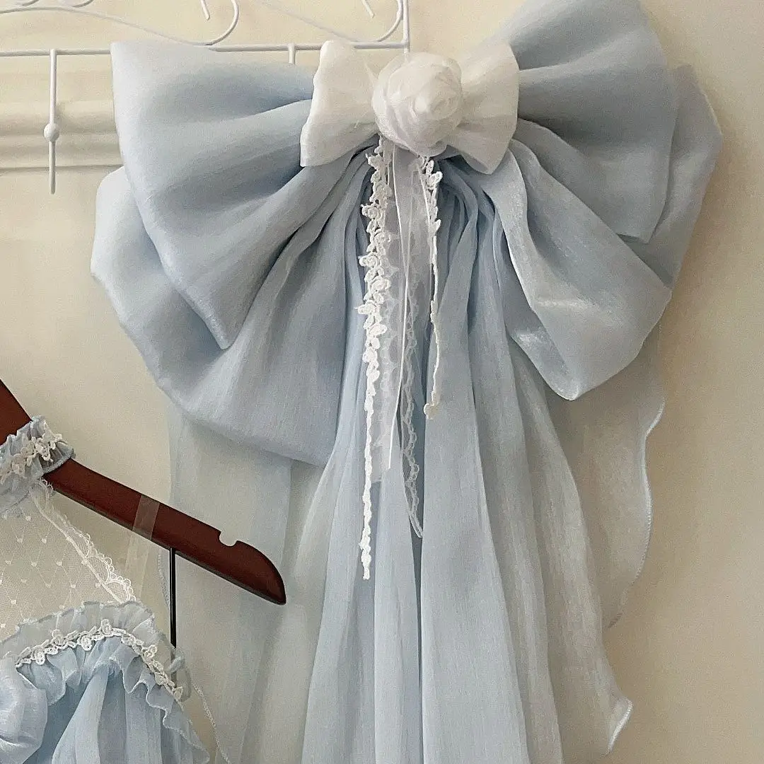 MAGOGO 백설탕 소녀 달콤한 로리타 코스프레 액세서리 요정 카와이 빅 Bownot 후행 활 리본 헤어 밴드 꽃 브로치