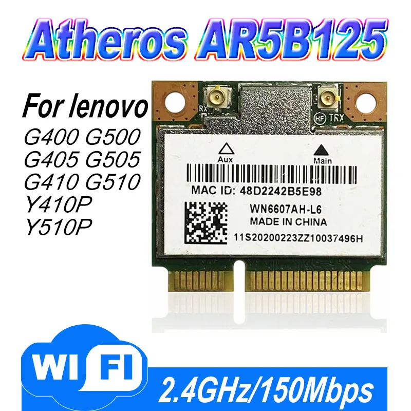 Atheros AR5b125 5B125 Wifi Half Mini PCI-E For Lenovo G400 G500 G405 G505 Z500 P500 G700 WIFI CARD