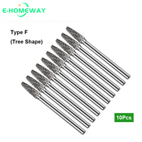 10 Pcs Type F 1/8'' Shank 3/4/5/6mm Blade Tungsten Carbide Rotary Files Burr Set for Engraving Carving, Dremel Accessories