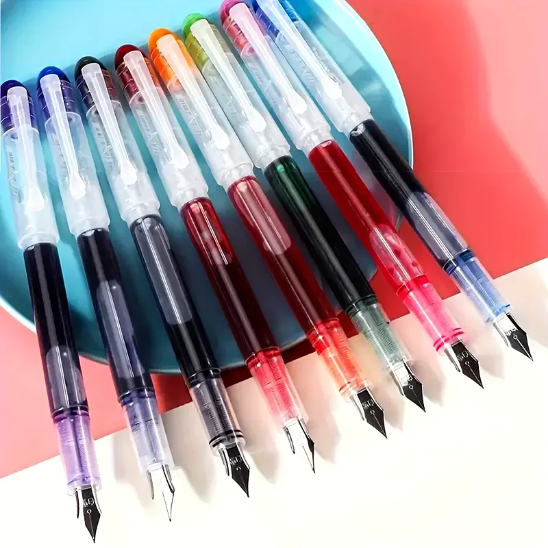 

8-Color Straight Liquid Fountain Pen-No Ink Bag Change Required, Large Capacity, Quick-Drying Colors-Ideal for Office and Studen