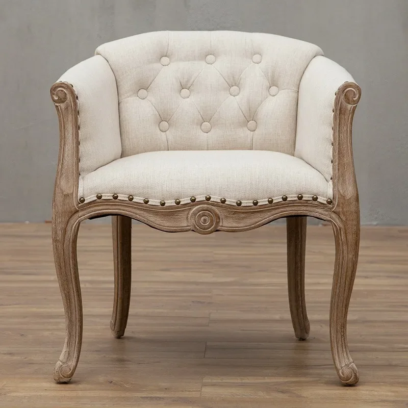 

Casual Sofa Chair Solid Wood Retro Study European Single Balcony Chair Luxury Home Decor Living Room Art Ornaments Accessories