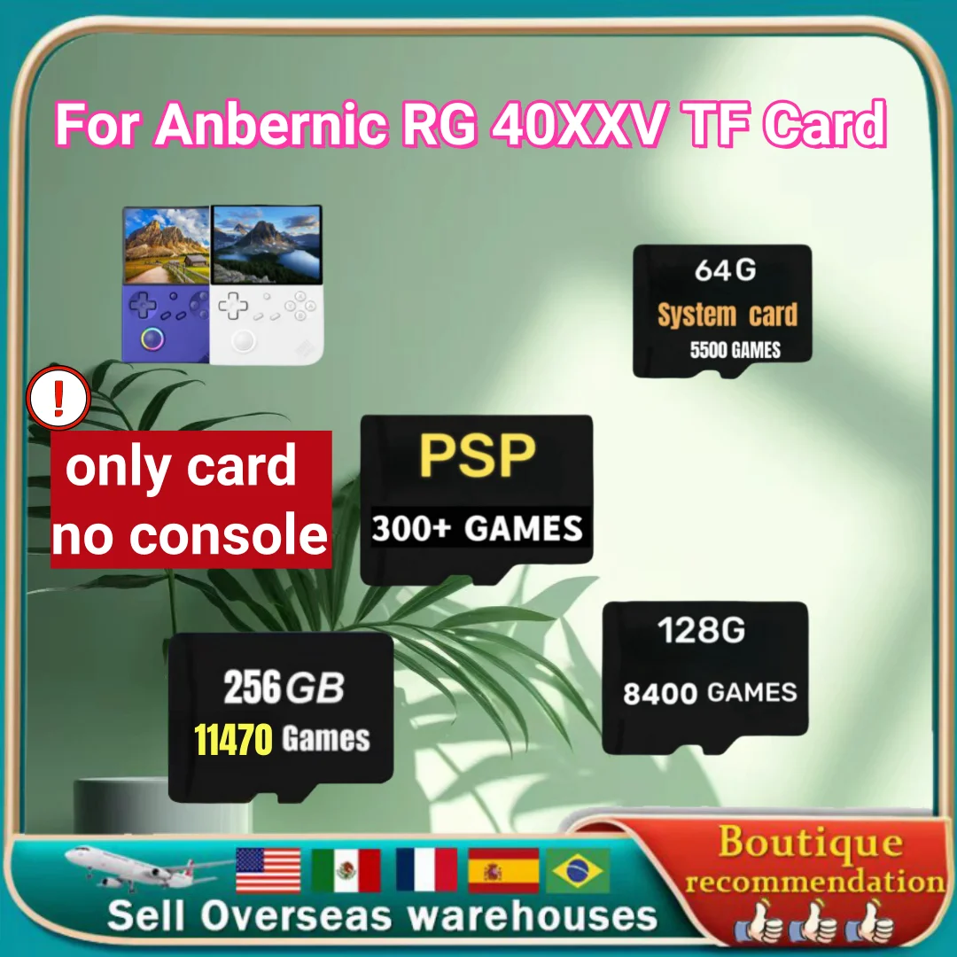 For Anbernic RG 40XXV TF Card Plug&play Pre-install Retro Games Card PSP 256G 10000+GAME RG40XXV Memory Handheld Gaming