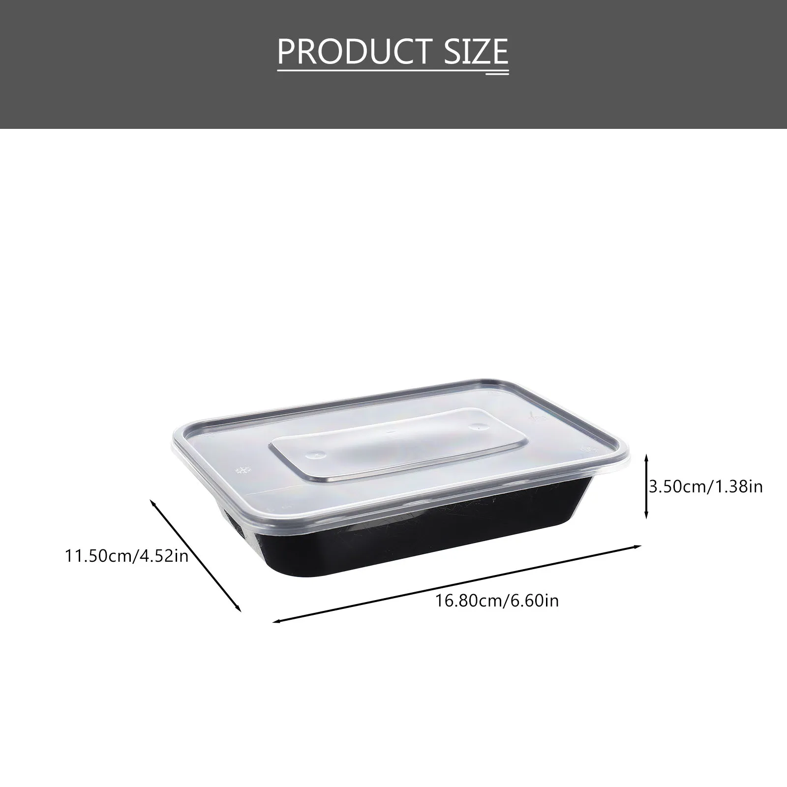 

50pcs Rectangular Food Boxes 500ML Black Containers Portable Take Out Disposable Kitchen Bar Supplies