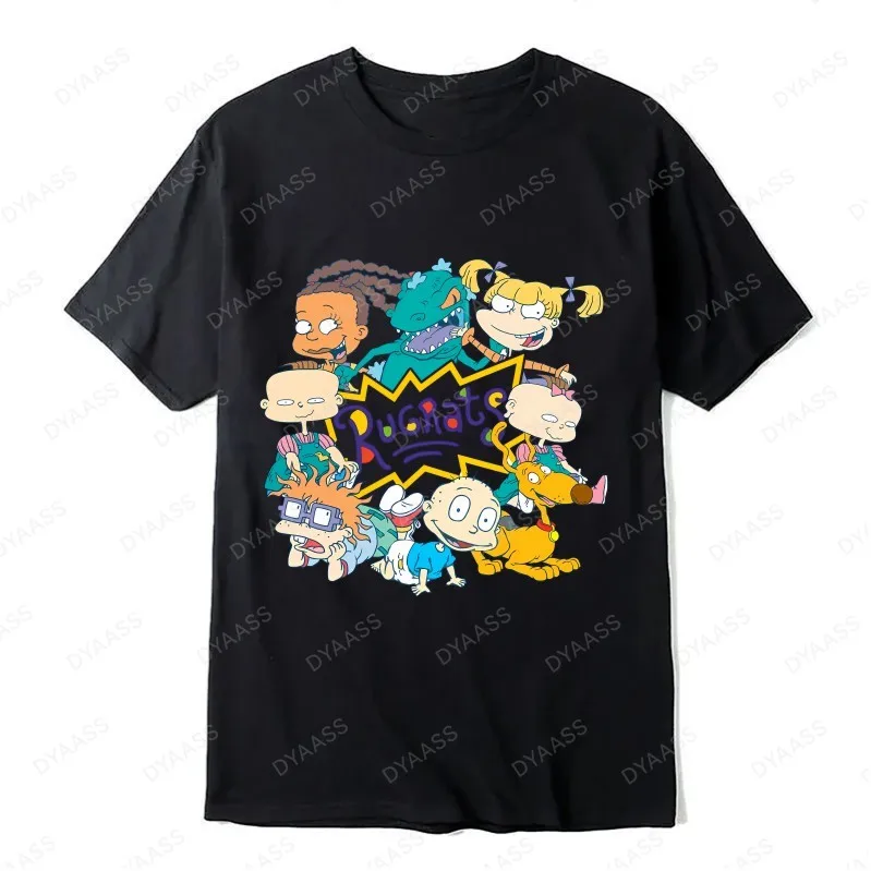 Nickelodeon Rugrats شخصيات سعيدة الرجعية الكرتون تي شيرت محايد الشارع ارتداء عادية 90s الحنين حفلة قصيرة الأكمام قميص