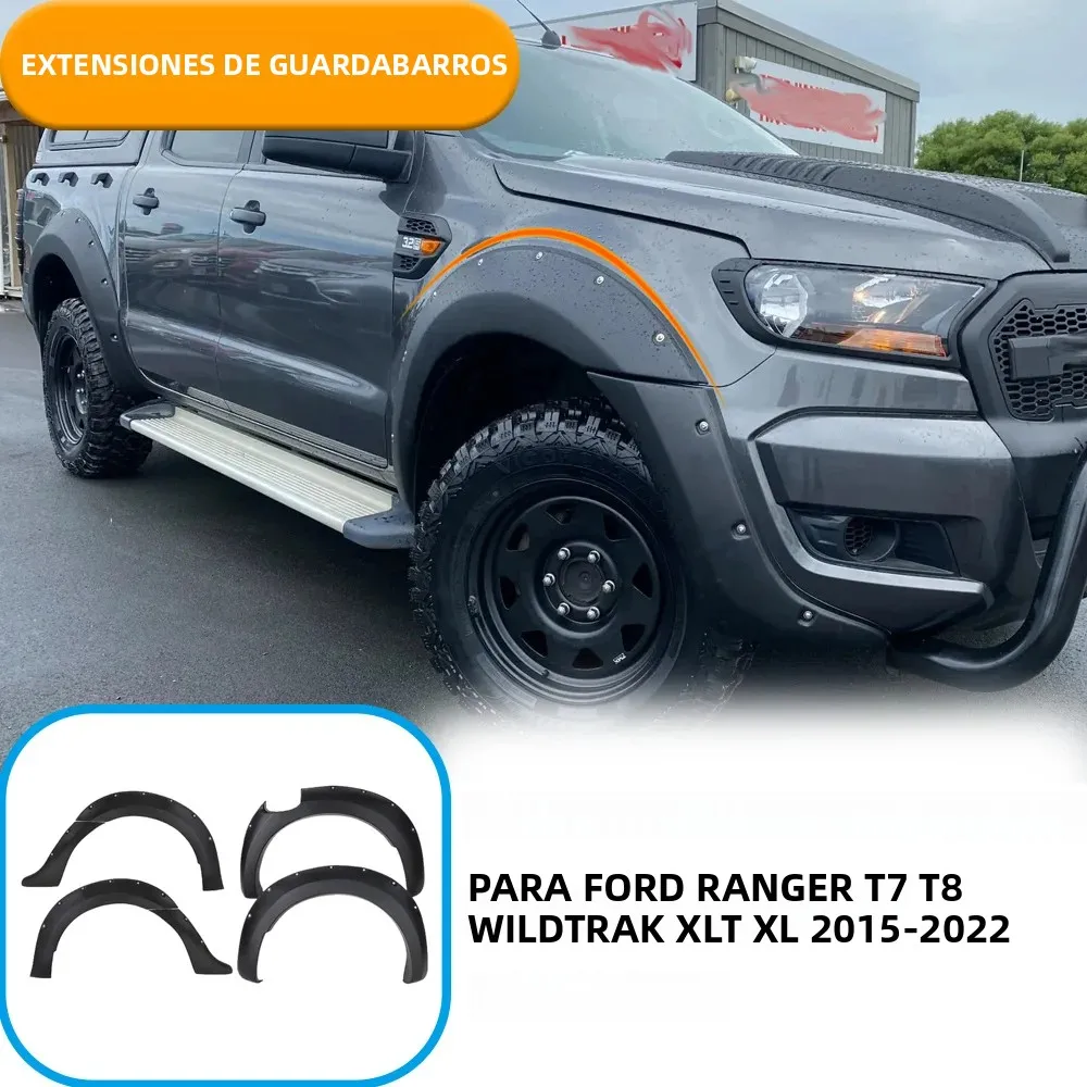 Guardabarros estilo remache de 9'' para Ford Ranger T7 T8 2015-2022, extensiones de guardabarros ABS para arco de rueda, accesorios todoterreno para camionetas pickup