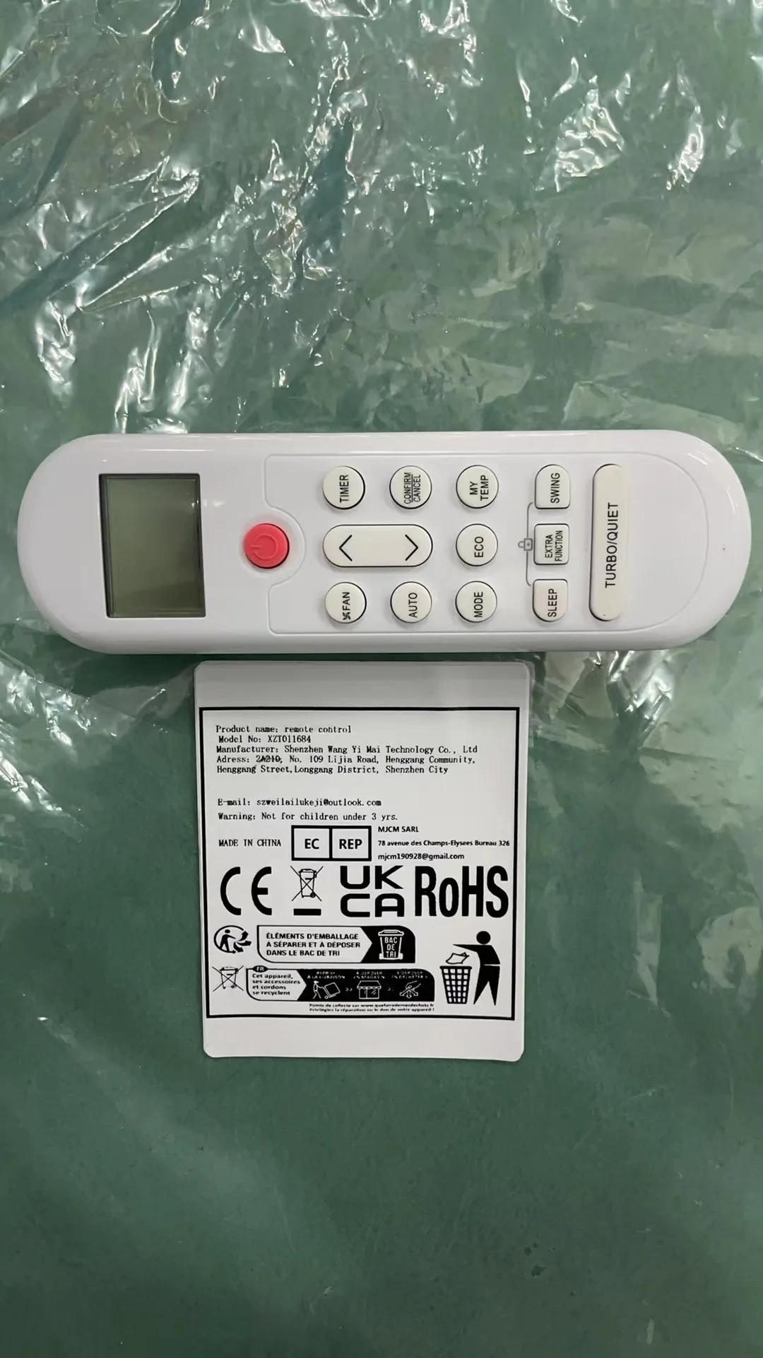 Control Remoto de Repuesto 103E 001040455D para Aire Acondicionado Mabe, Fácil de Instalar