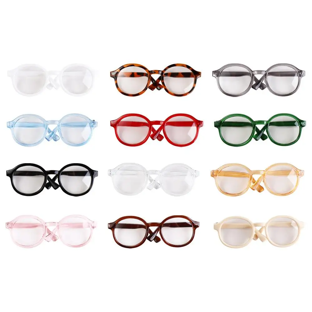 Accessoire de poupée lunettes en plastique Transparent couleur bonbon lunettes rondes transparentes 6.5CM 9CM Mini lunettes de poupée rondes